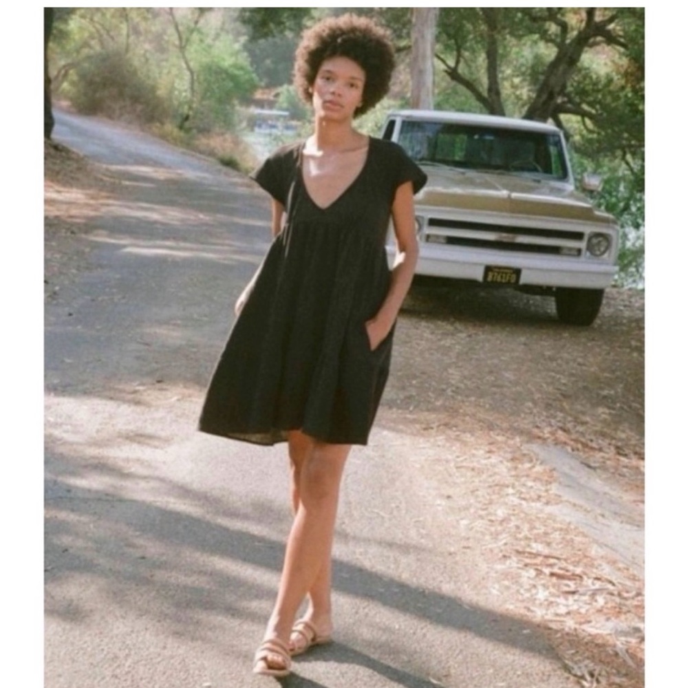 Christy Dawn Black Organic Cotton Tiered Mini Dress XS Gauze Made in USA